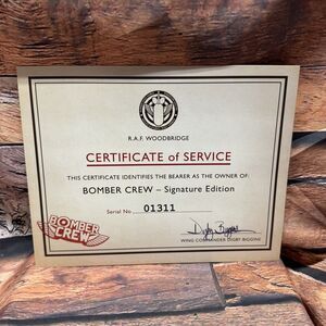 Bomber Crew Signature Edition Certificate of Service Serial No. 01311 Runwind